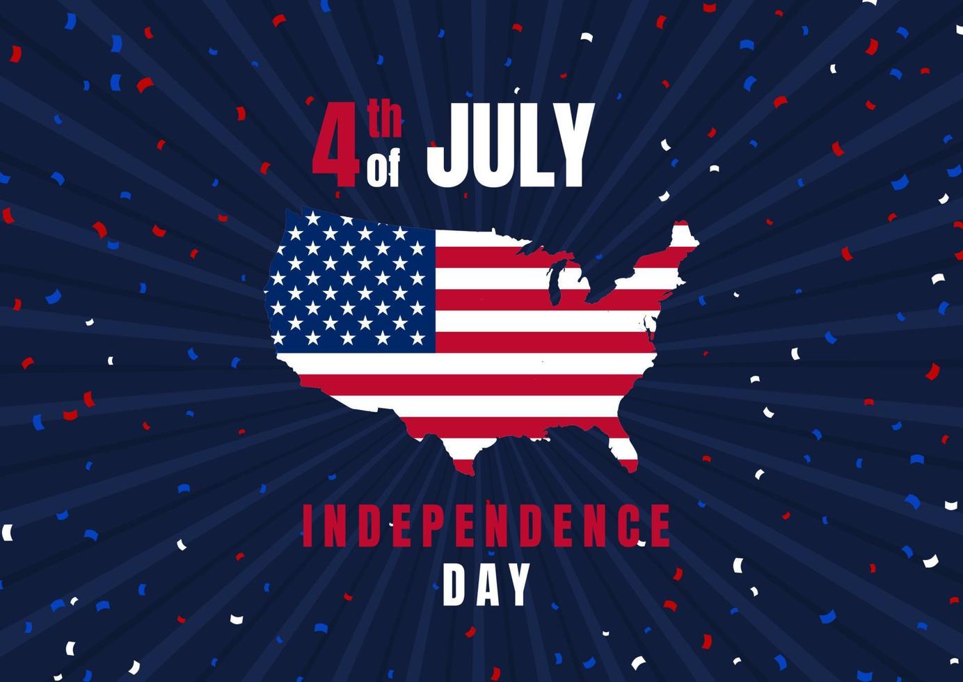 4th July background with American flag and confetti design vector