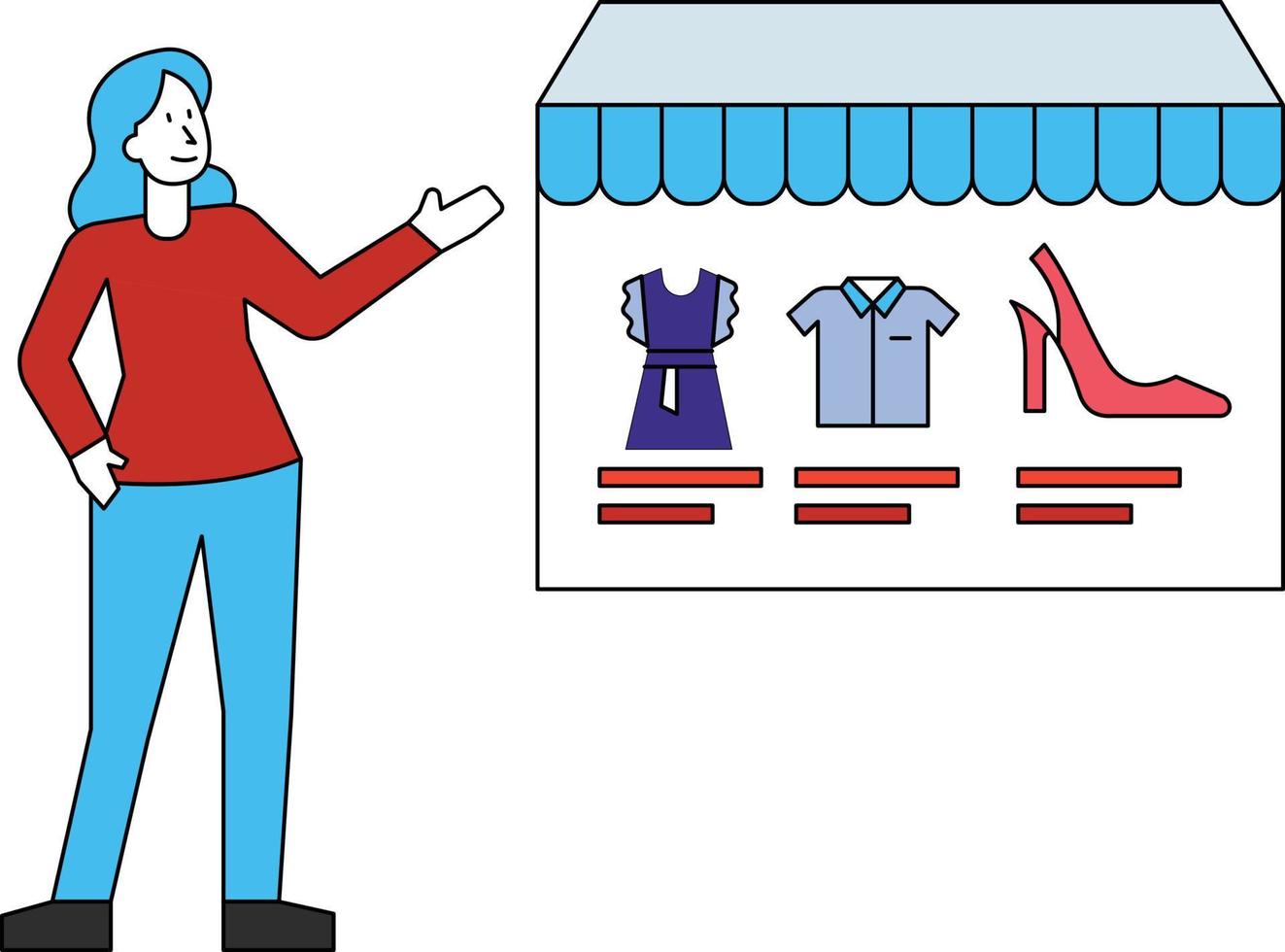 la chica está de compras. vector