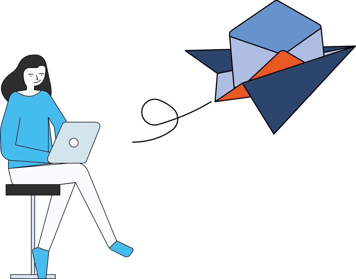 The girl is sending mail. vector