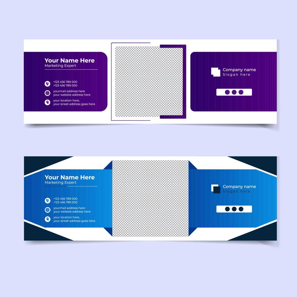 Modern email signature or email footer template bundle vector