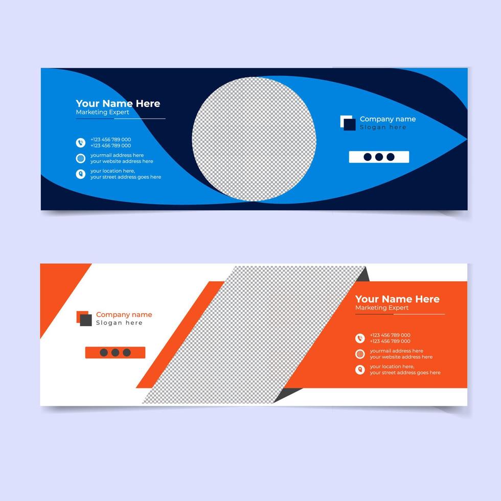 Modern email signature or email footer template bundle vector
