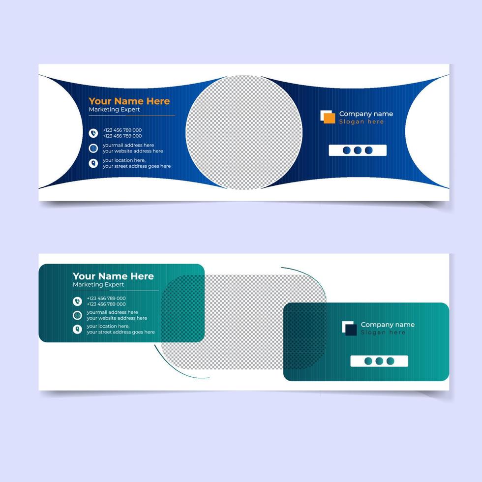 Modern email signature or email footer template bundle vector