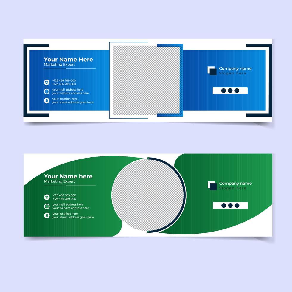Modern email signature or email footer template bundle vector