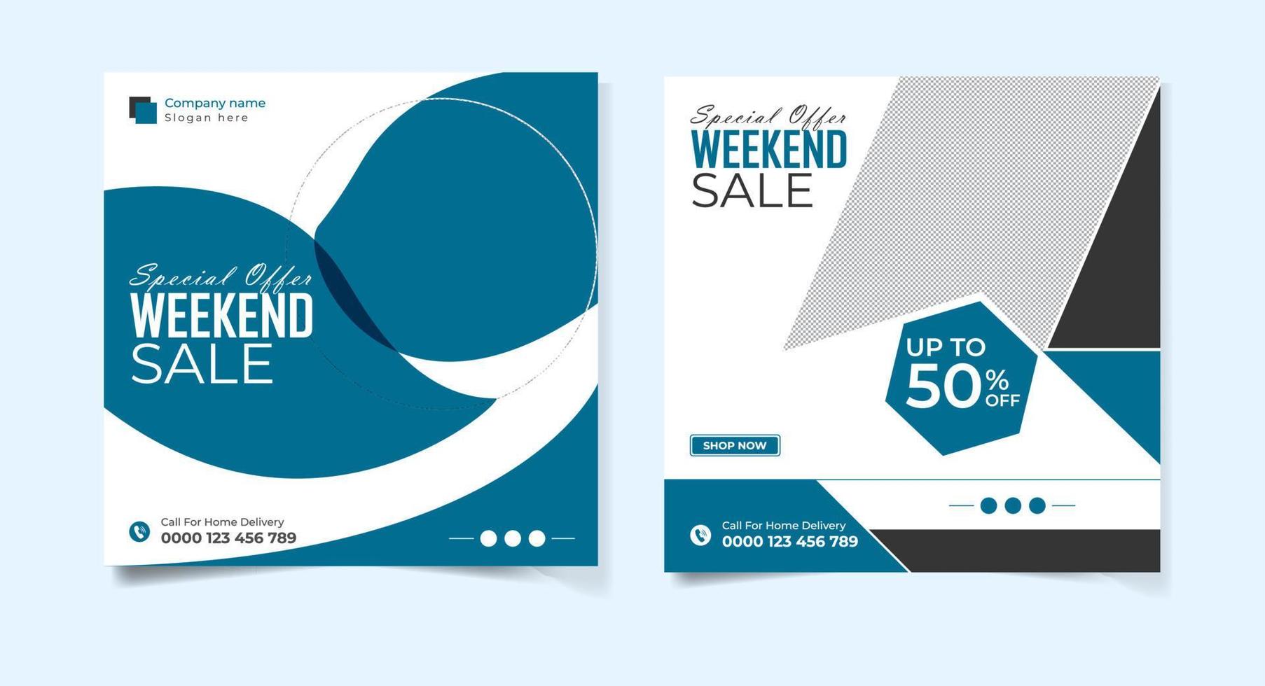 Exclusive weekend sale social media post template bundle vector