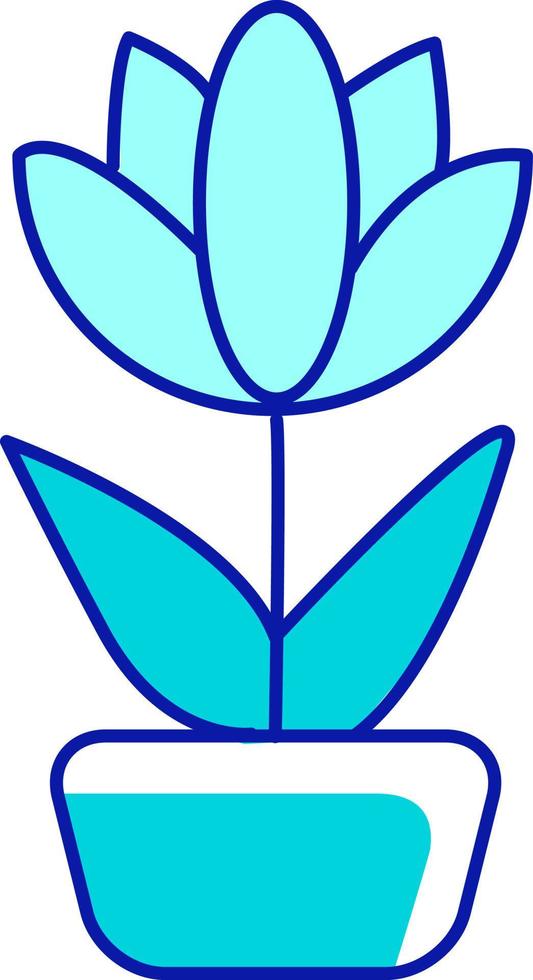 Blossoming flower in pot semi flat color vector element