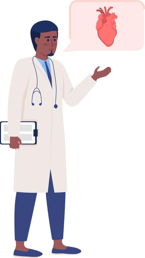 Doctor giving recommendation for heart health semi flat color vector character