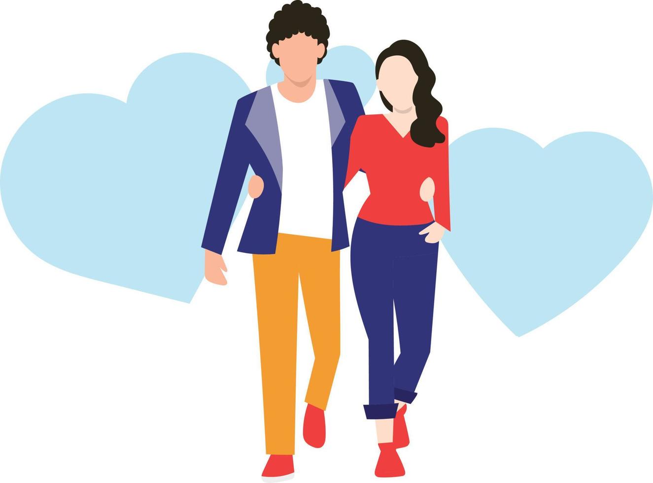 The couple is on a romantic walk. vector