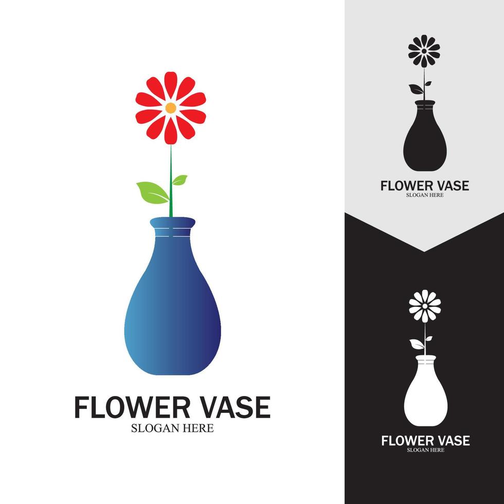 Flower vase vector icon