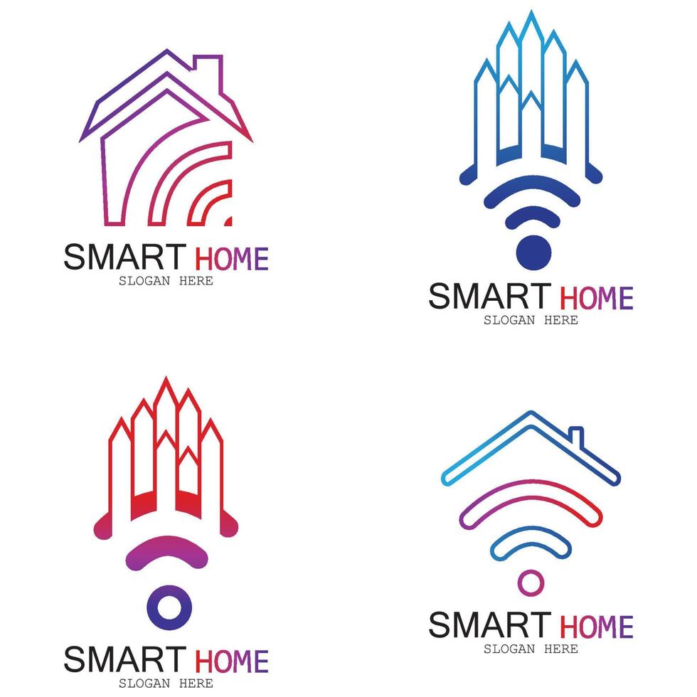 Wifi House Vector Logo.Smart City Tech Icon Vector. City Net Logo Concept Vector