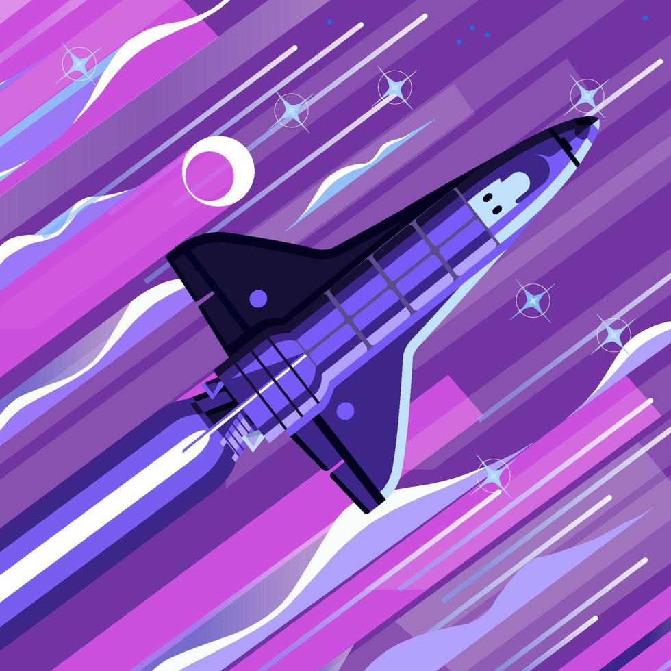 Shuttle Ship Fly In Space Concept vector