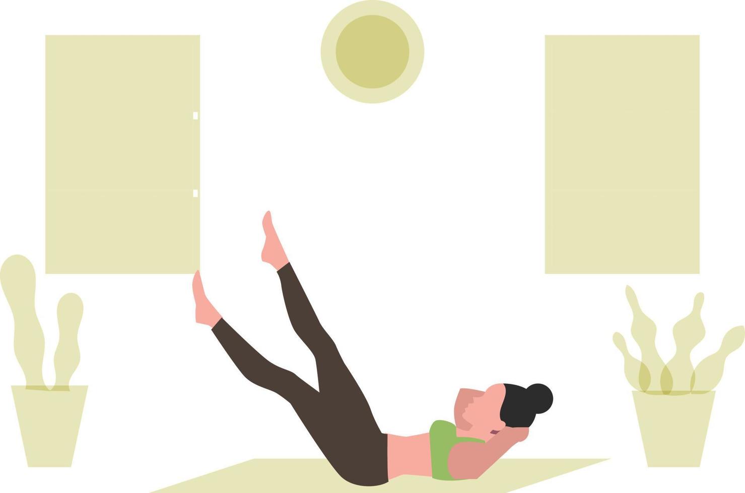 The girl is exercising at home. vector