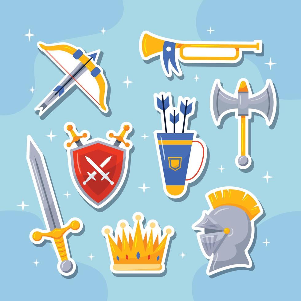 Medieval Kingdom Cute Sticker Pack vector