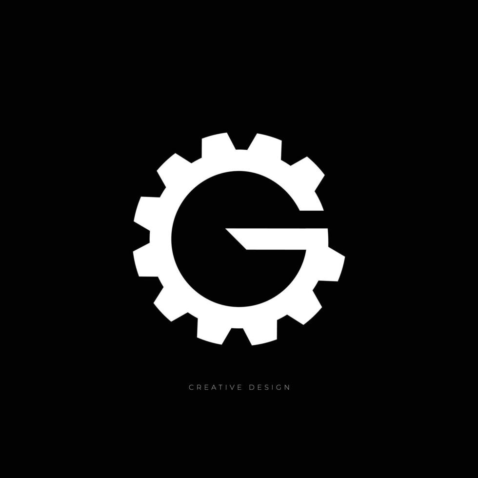 diseño de marca de logotipo de engranaje de letra g vector