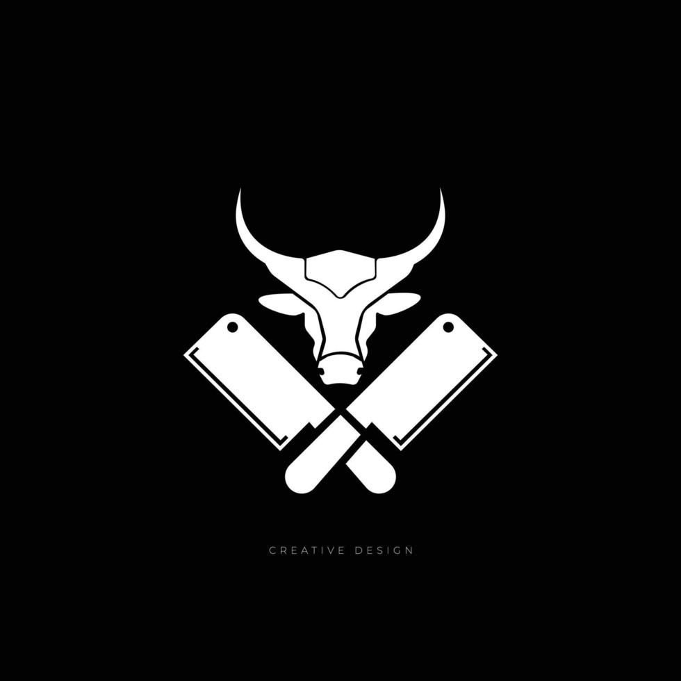 butchery branding bull logo vector