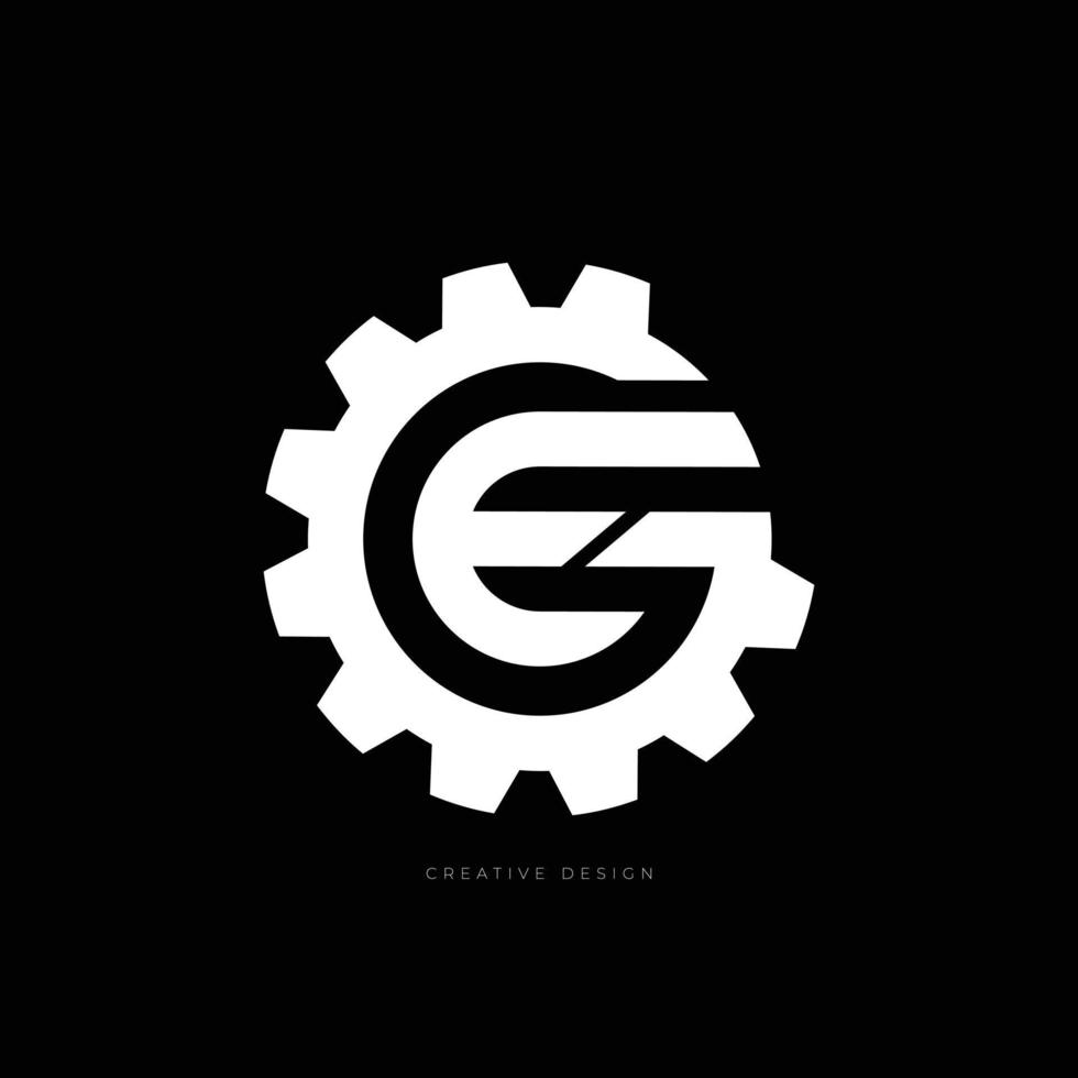 logotipo de marca de engranaje de letra ge vector