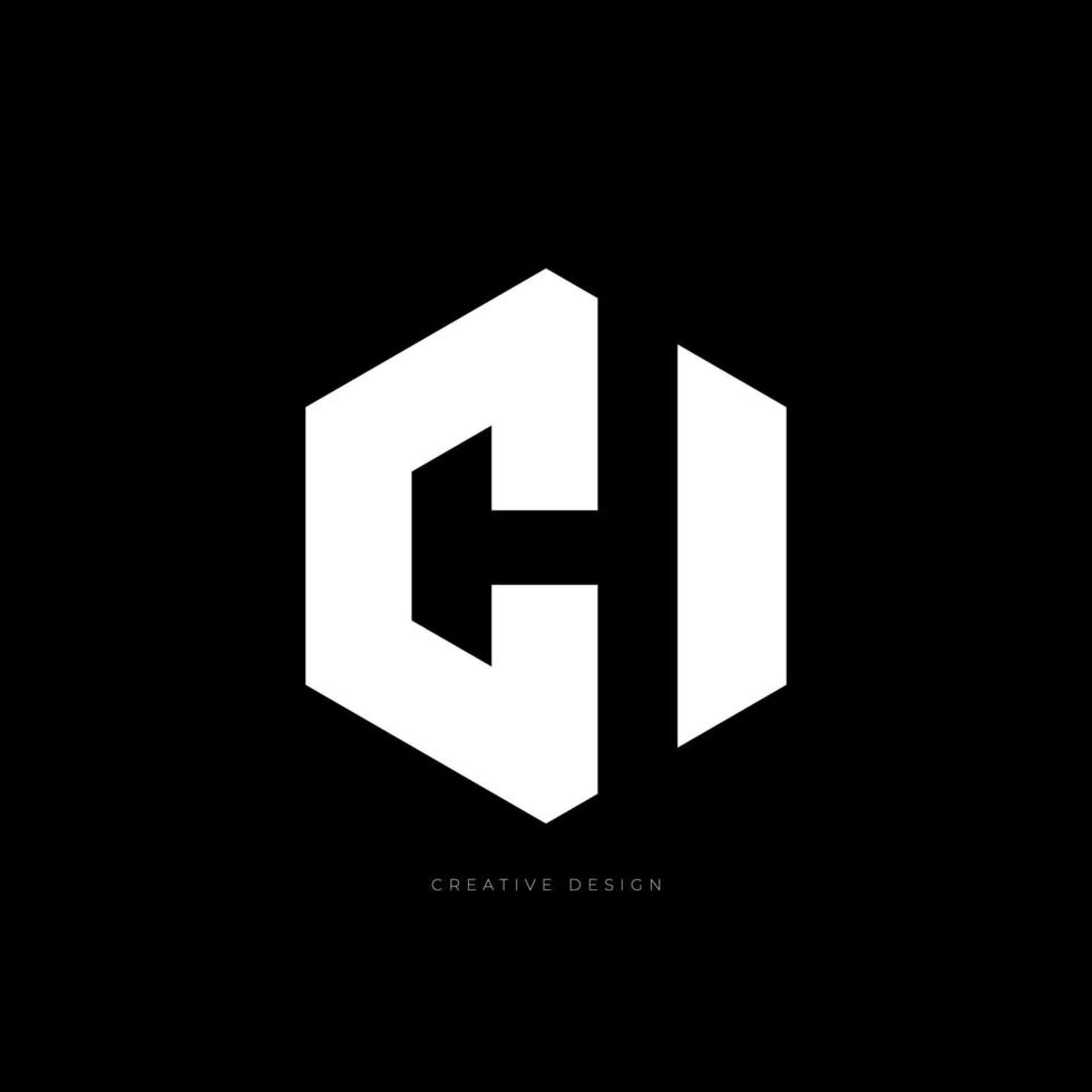 CH letter branding negative space hexagon logo vector