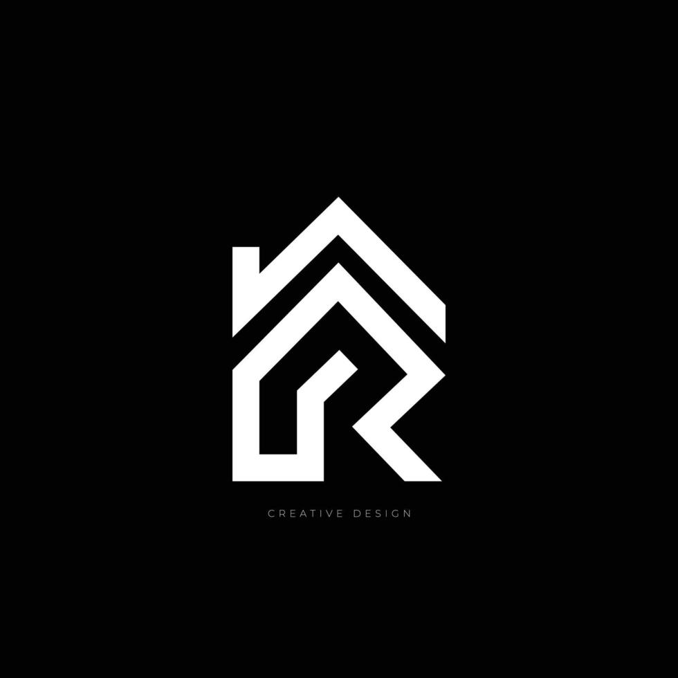 Letter branding R real estate home logo vector