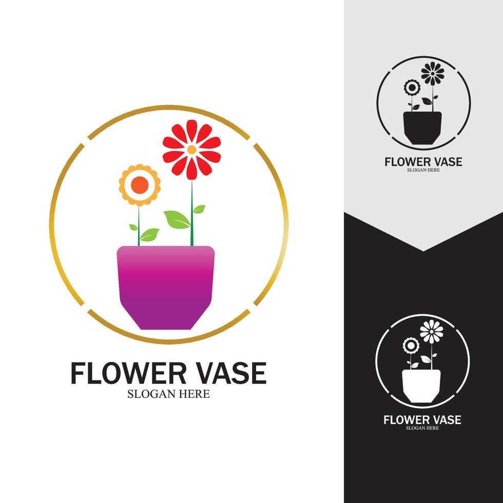 Flower vase vector icon