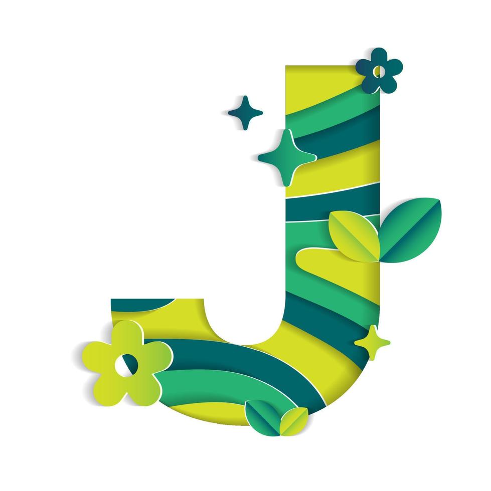 J Alphabet Character Environmental Eco Environment Day Leaf Font ...