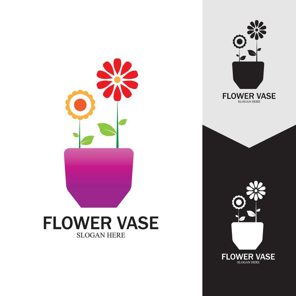 Flower vase vector icon