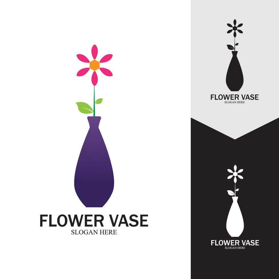 Flower vase vector icon