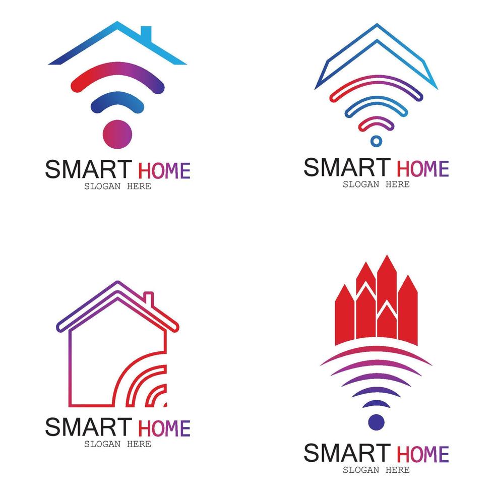 wifi house vector logo.smart city tech icon vector. vector de concepto de logotipo de red de ciudad