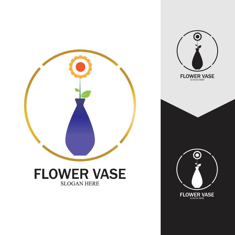 Flower vase vector icon