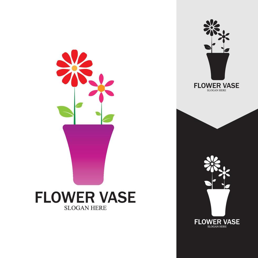 Flower vase vector icon