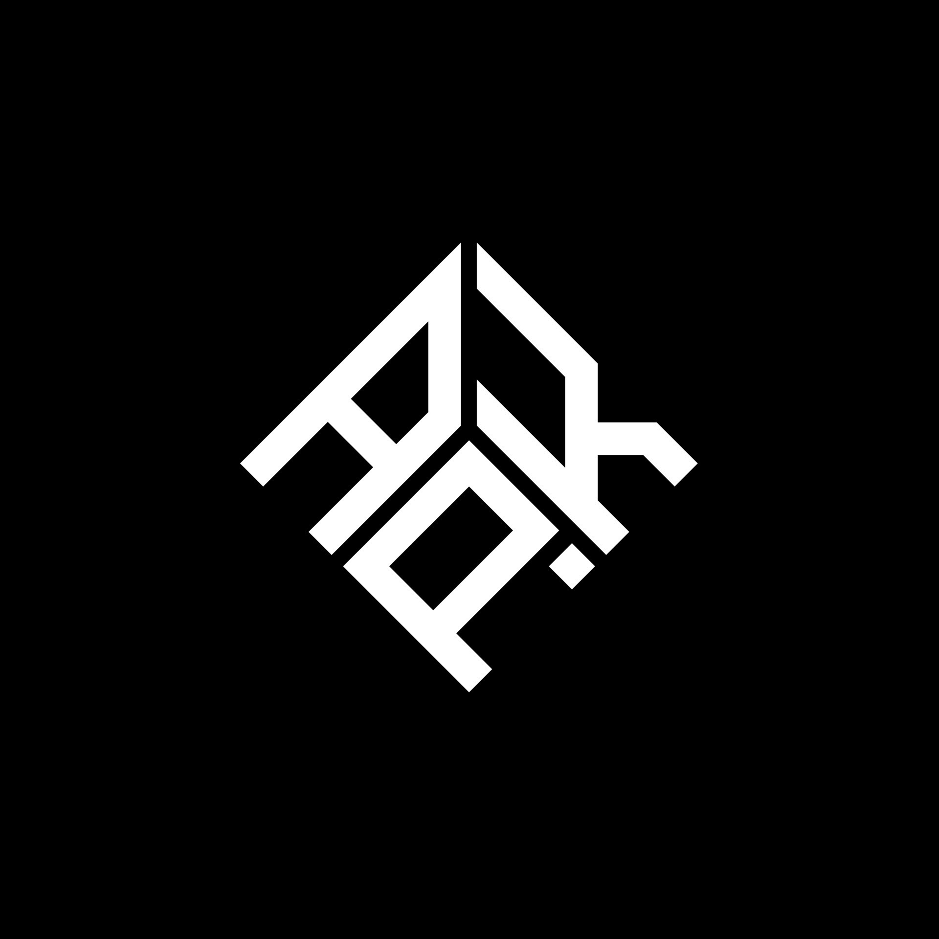 APK letter logo design on black background. APK creative initials