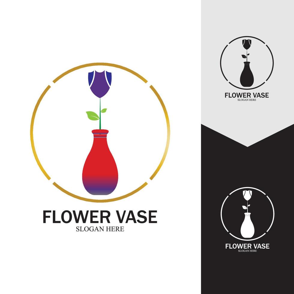 Flower vase vector icon