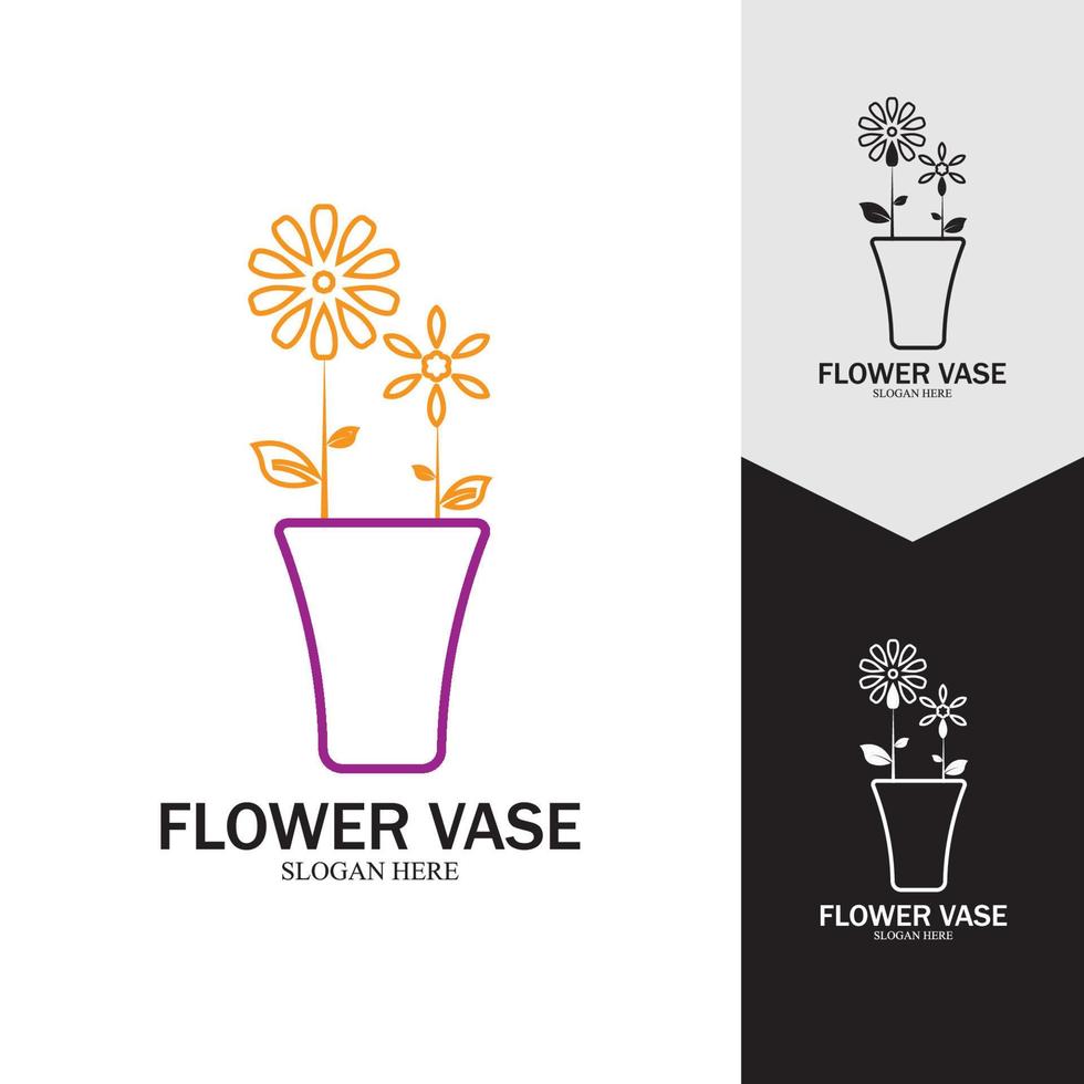 Flower vase vector icon