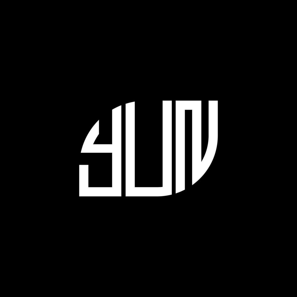 diseño del logotipo de la letra yun sobre fondo negro. concepto creativo del logotipo de la letra de las iniciales de yun. diseño de letras yun. vector