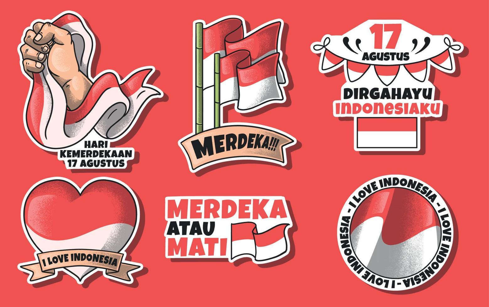 conjunto del día de la independencia de indonesia vector