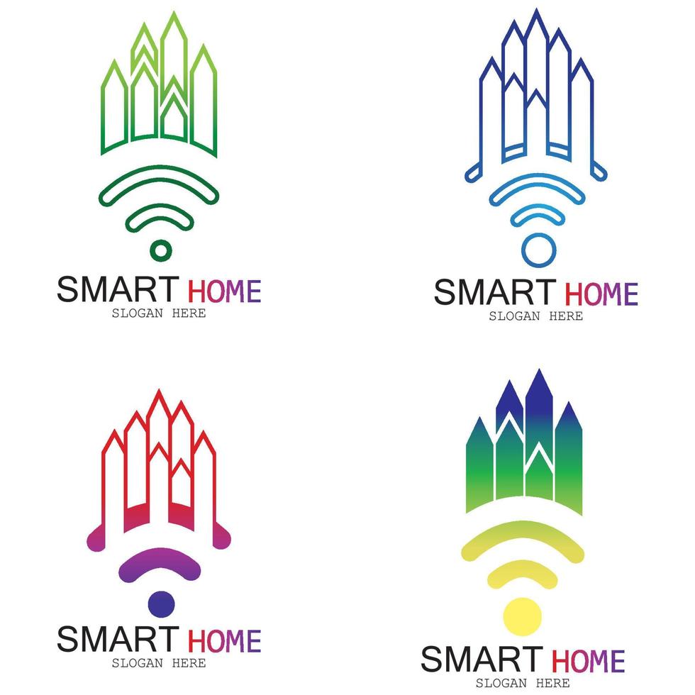 Wifi House Vector Logo.Smart City Tech Icon Vector. City Net Logo Concept Vector