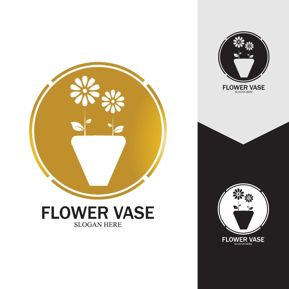 Flower vase vector icon