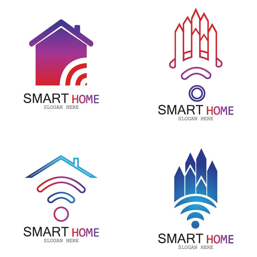 Wifi House Vector Logo.Smart City Tech Icon Vector. City Net Logo Concept Vector