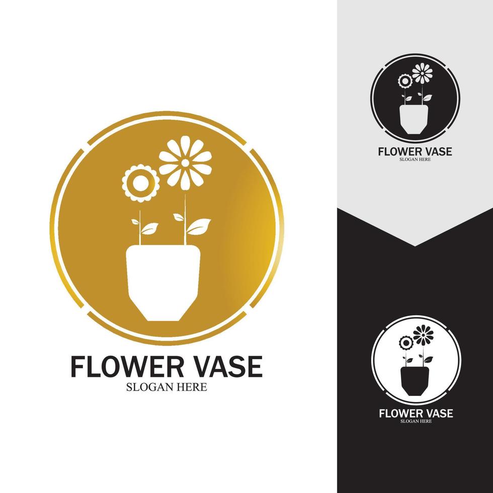 Flower vase vector icon