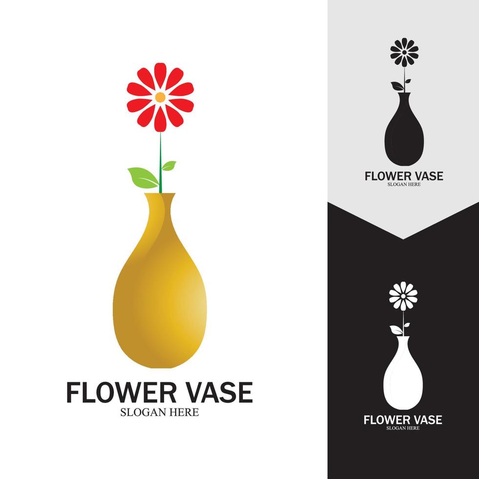 Flower vase vector icon