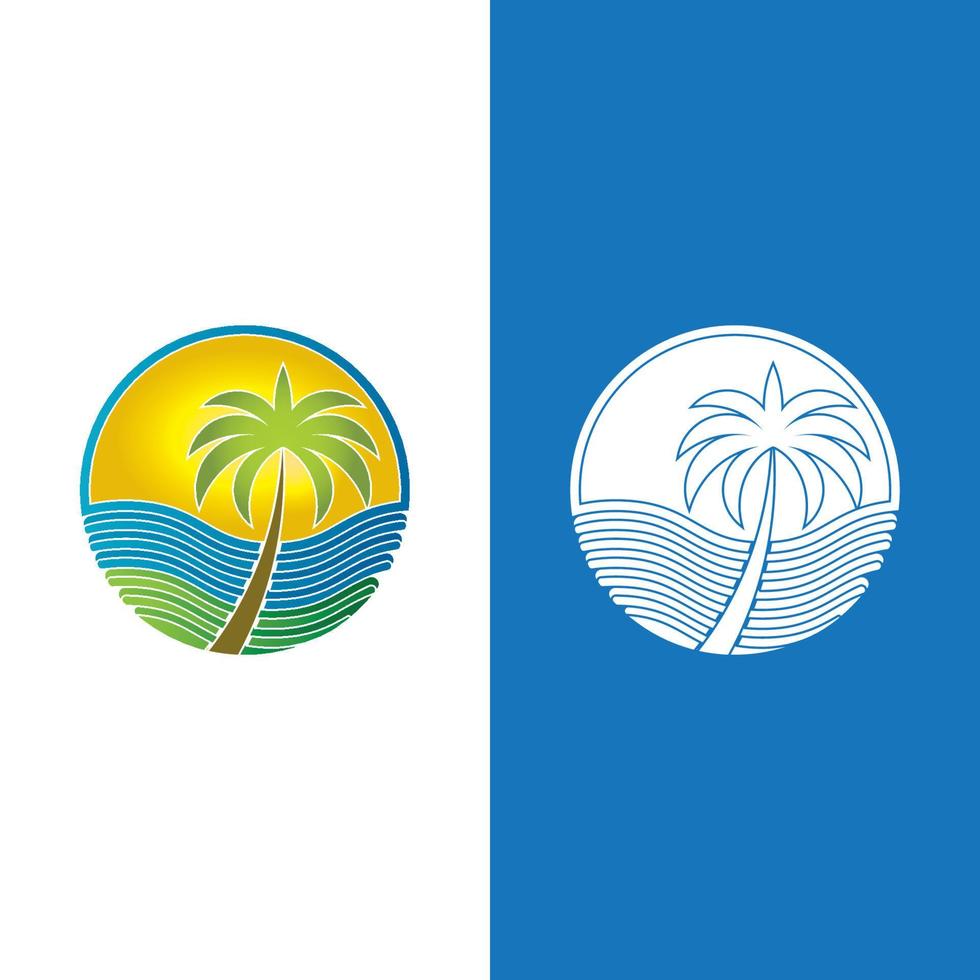 Palm tree summer logo template vector