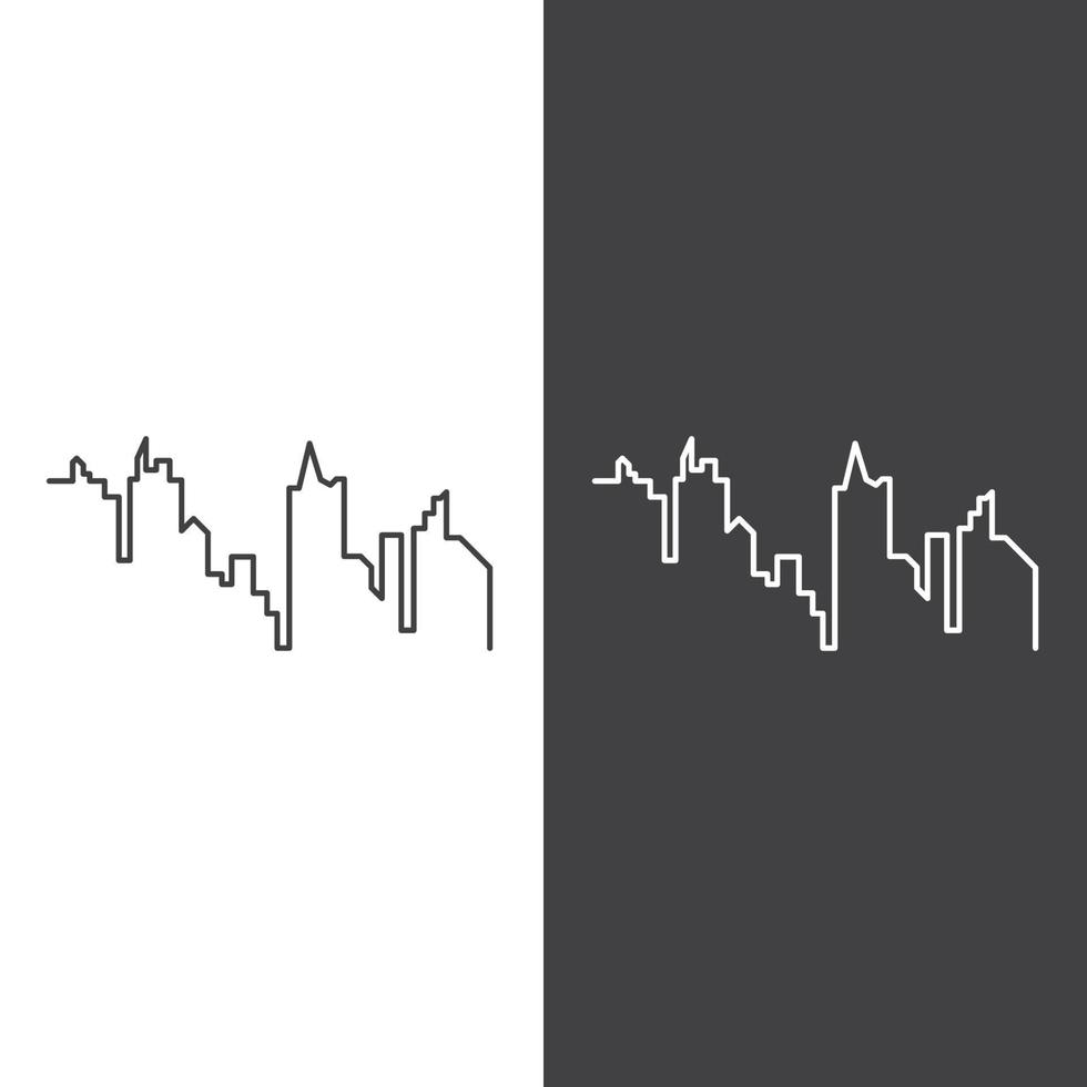 ilustración de horizonte de ciudad moderna en diseño plano vector