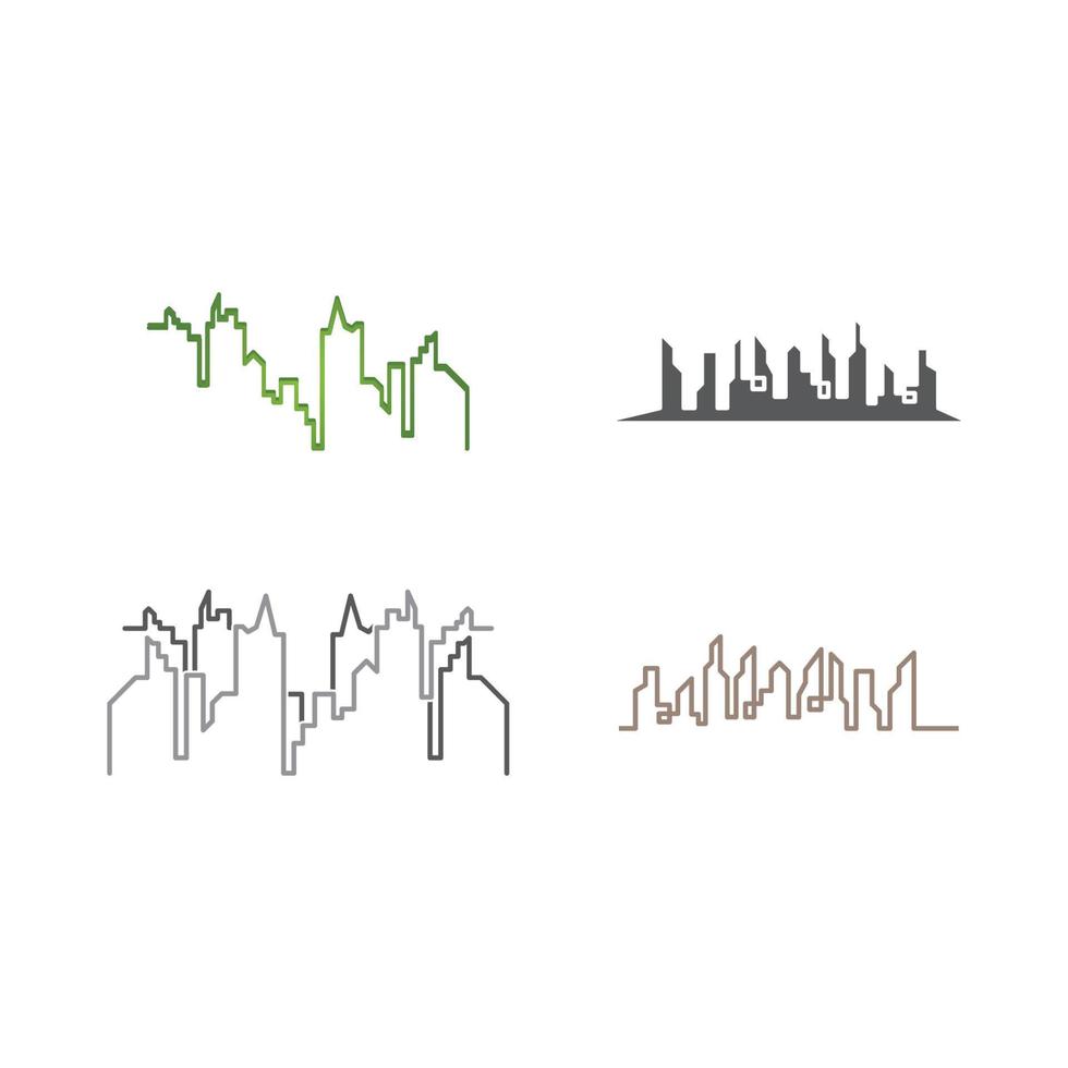 ilustración de horizonte de ciudad moderna en diseño plano vector