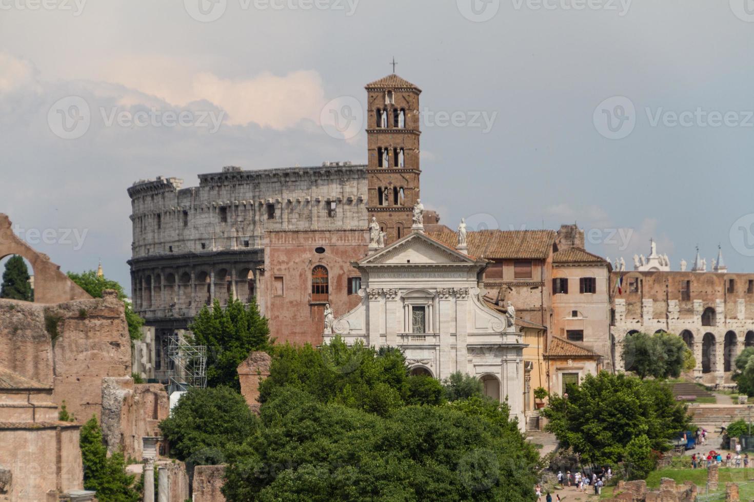 Building ruins and ancient columns  in Rome, Italy photo