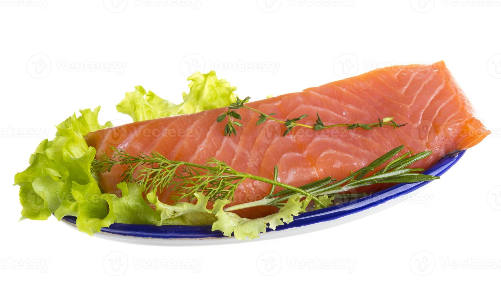 Salmon fillet garnished photo