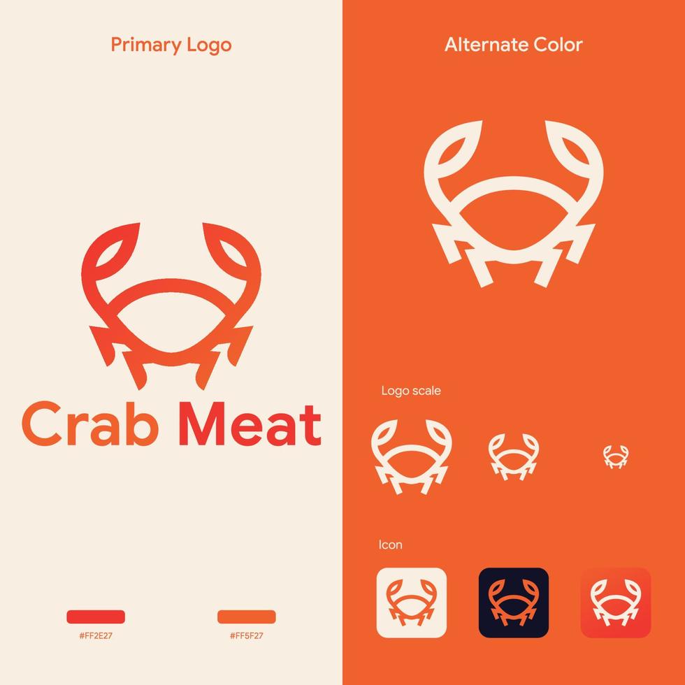 simple and elegant crab logo concept vector