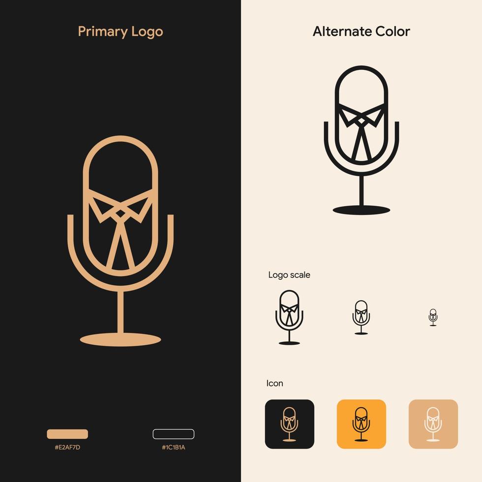 concepto de logotipo de podcast de contorno minimalista vector