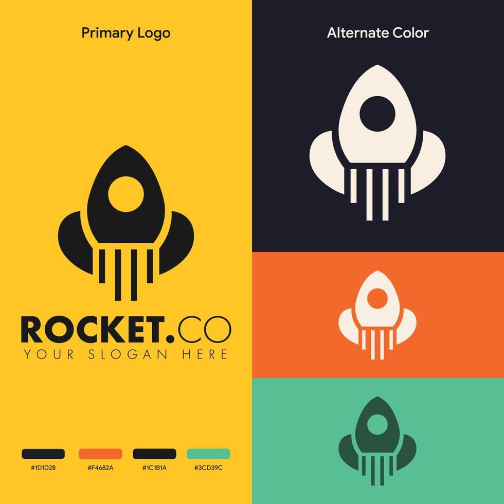 concepto de logotipo de cohete creativo y moderno vector