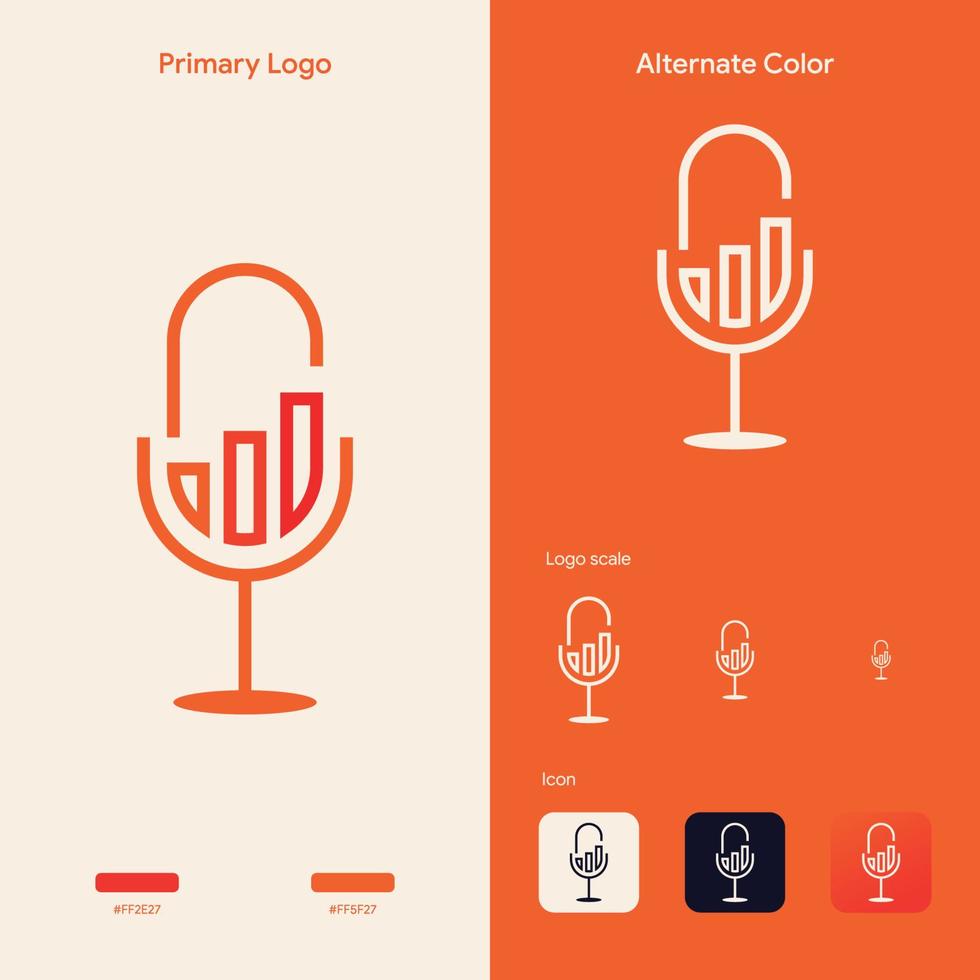 minimalist outline podcast logo concept vector