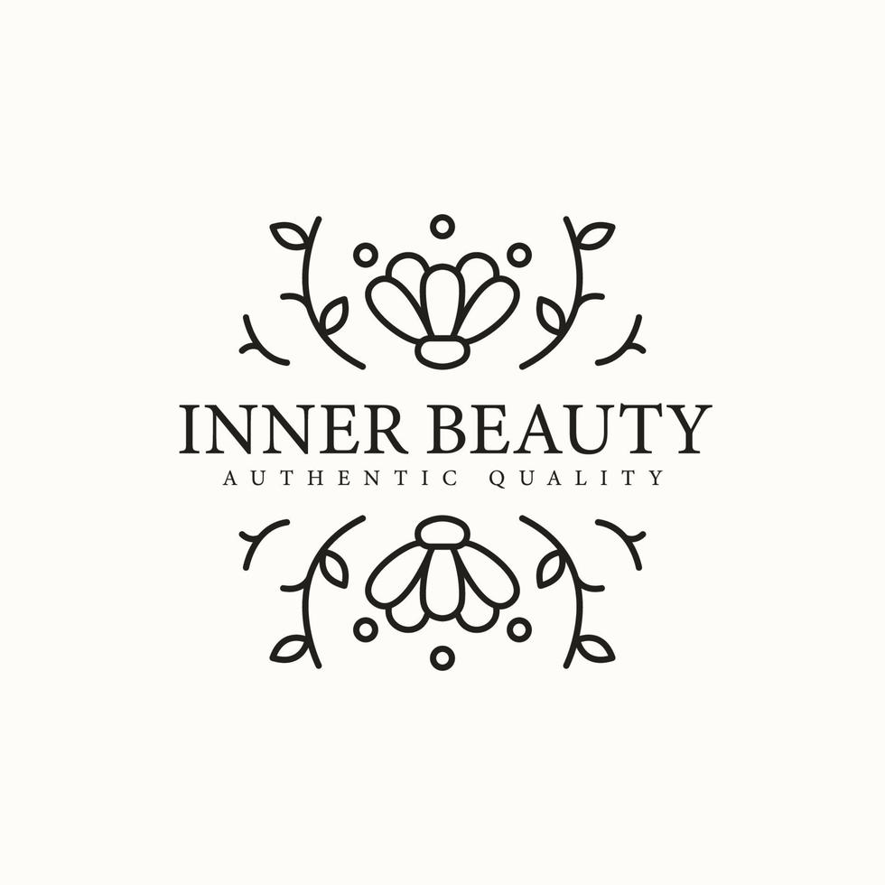 luxury outline floral logo concept vector