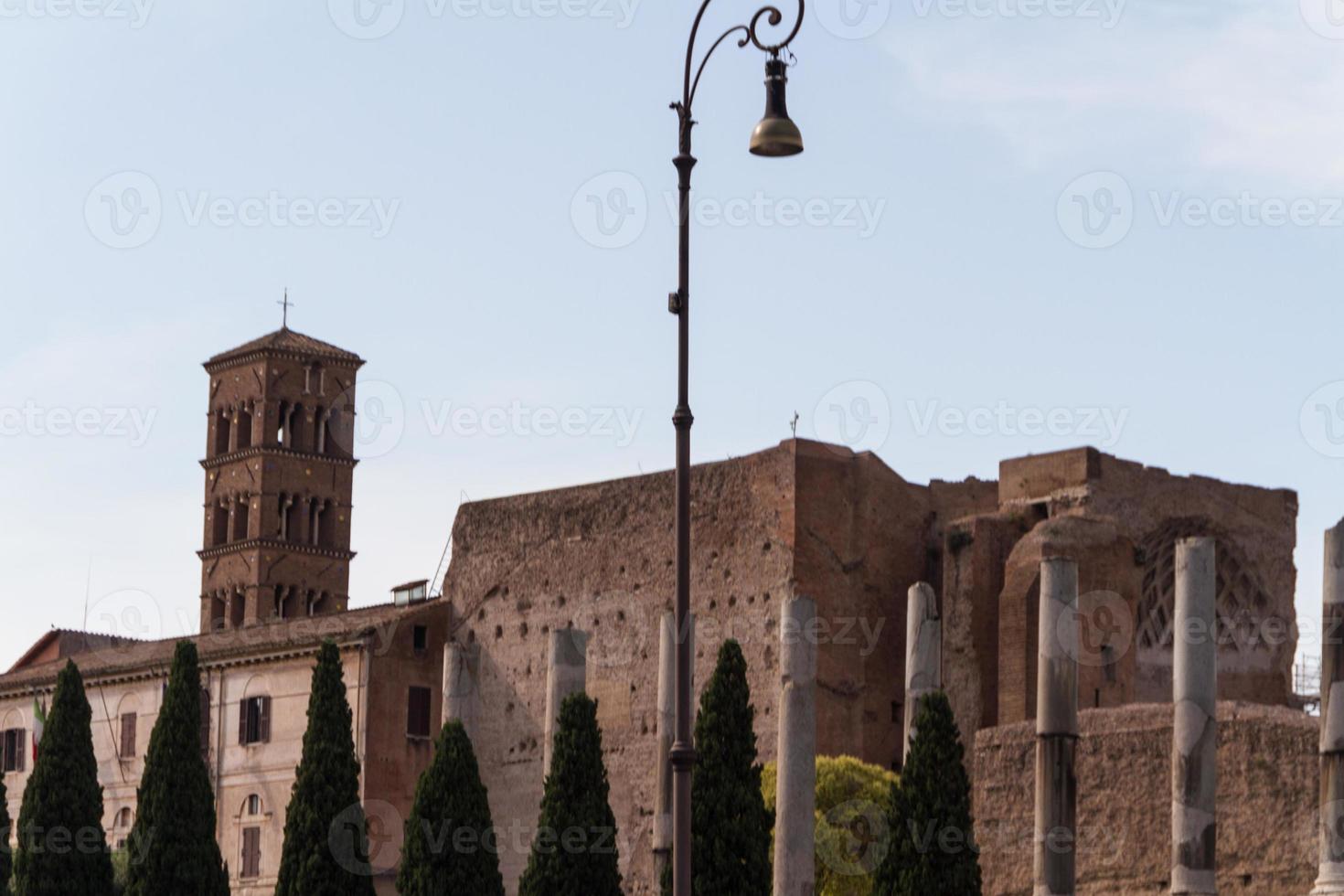 Building ruins and ancient columns  in Rome, Italy photo