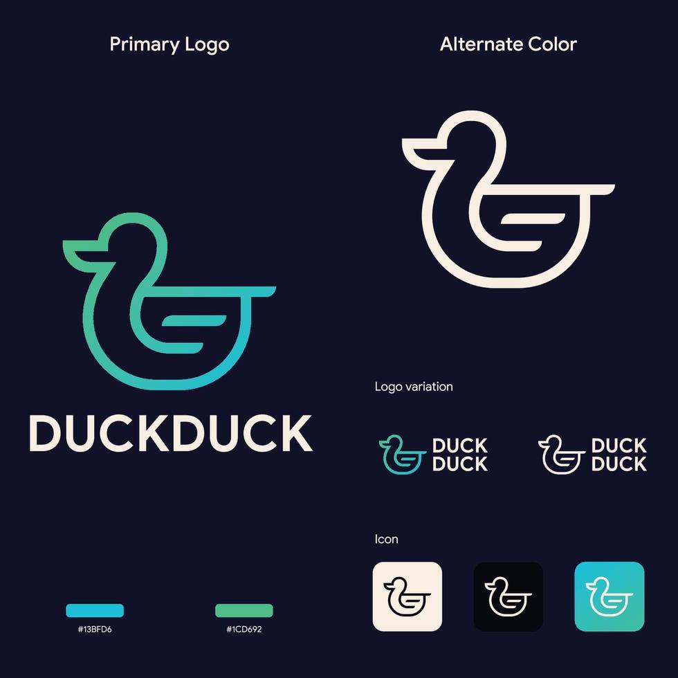 concepto de logotipo de pato simple creativo vector